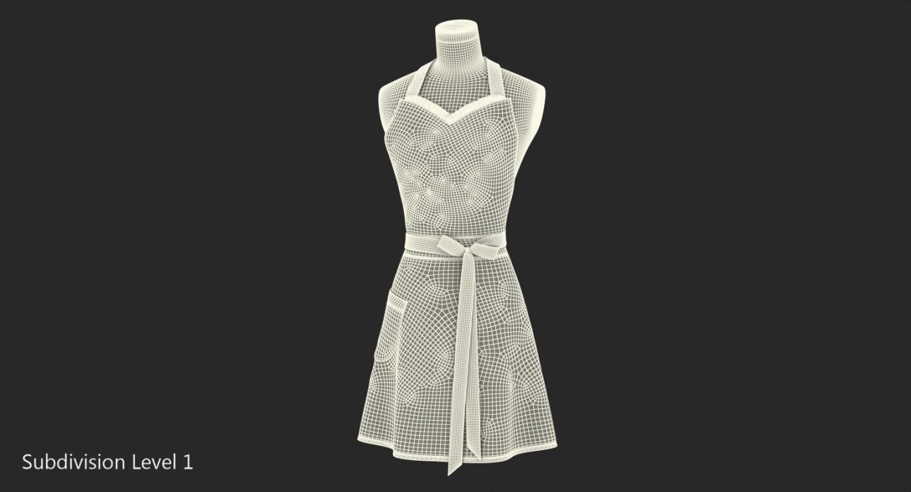 Retro Kitchen Apron on Mannequin 3D