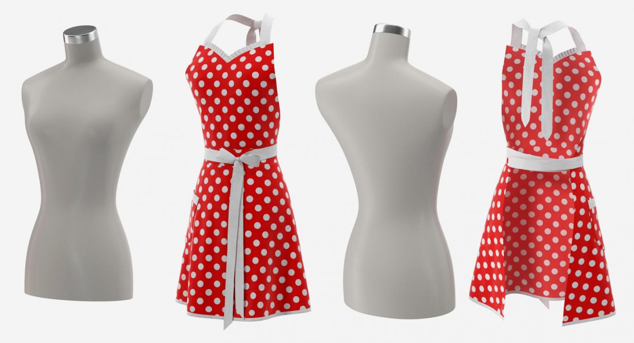 Retro Kitchen Apron on Mannequin 3D