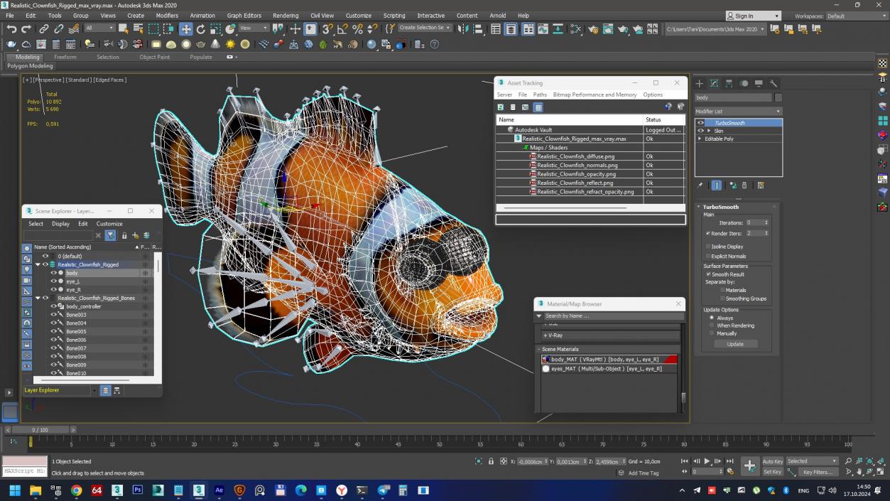 3D Realistic Clownfish Rigged