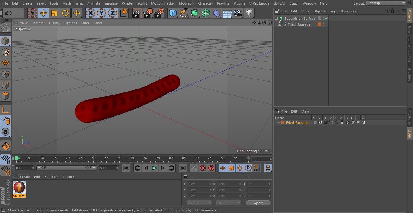 3D Fried Sausage model