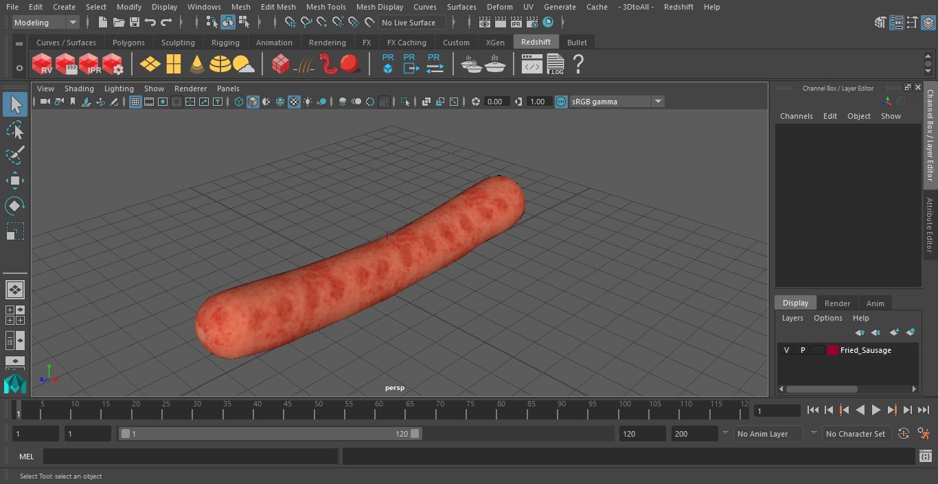 3D Fried Sausage model