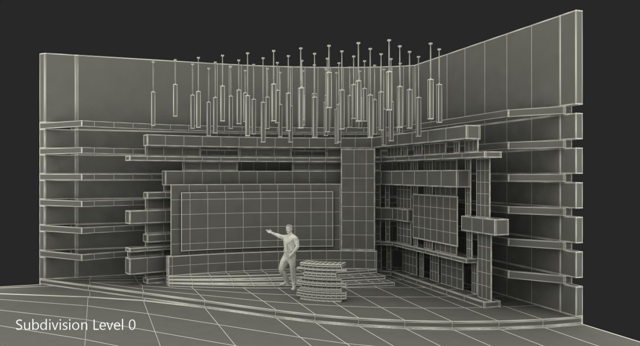 3D Modern TV Weather Studio with Rigged Presenter