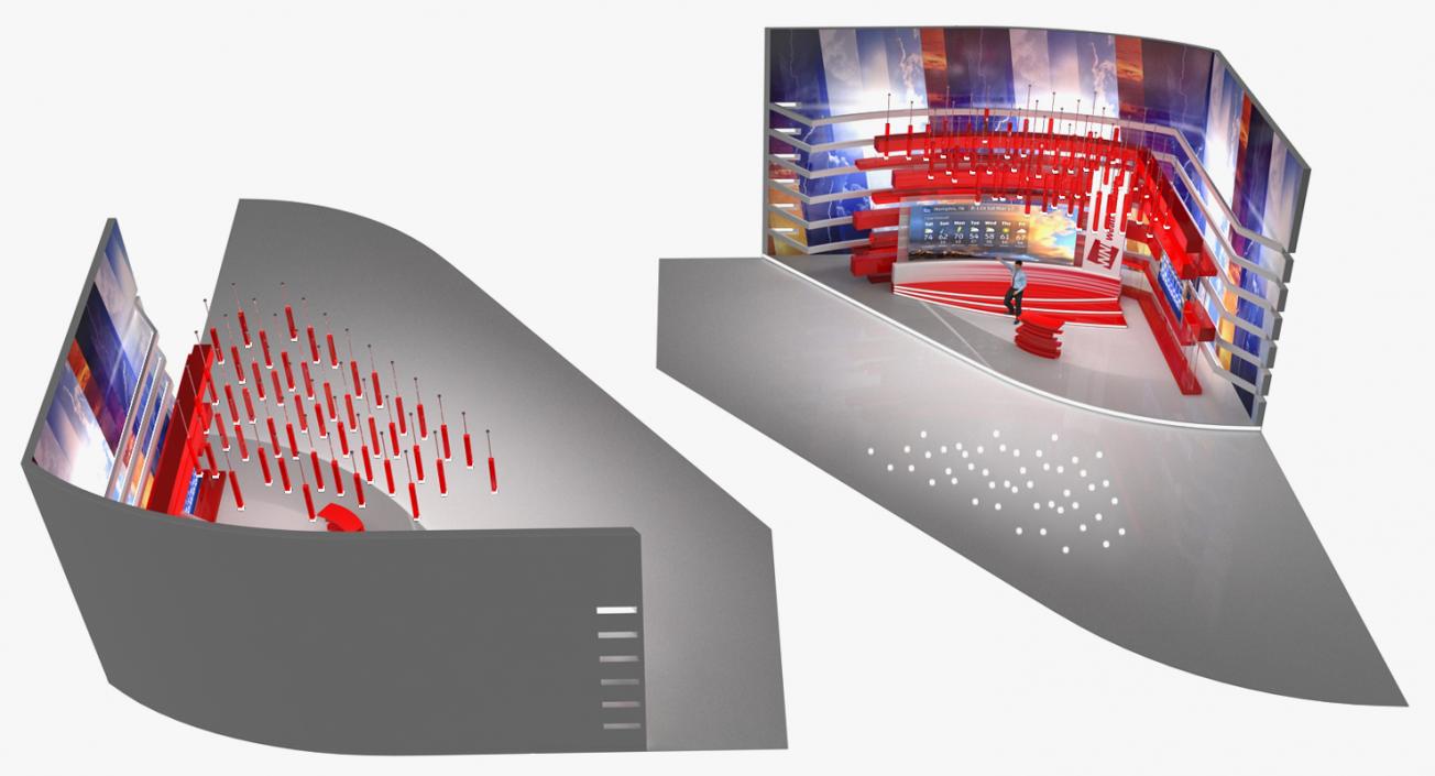 3D Modern TV Weather Studio with Rigged Presenter