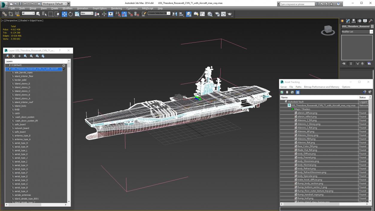 3D USS Theodore Roosevelt CVN 71 with Aircraft model