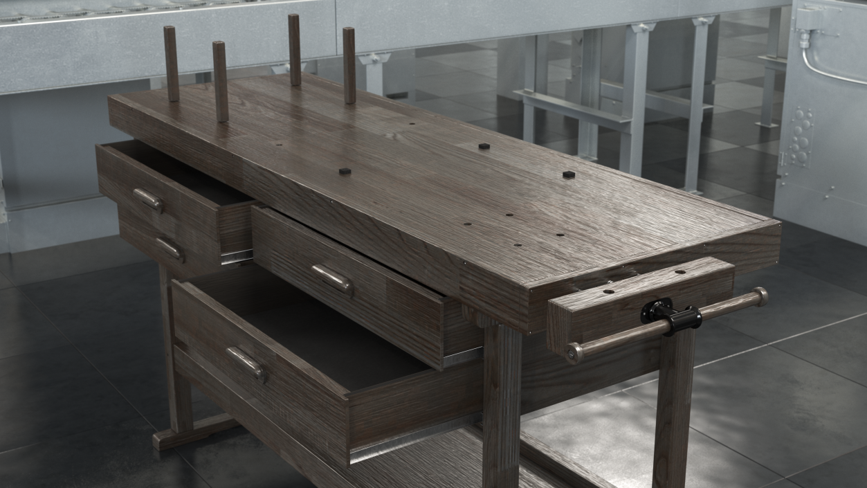 3D Wooden Carpenter Workbench