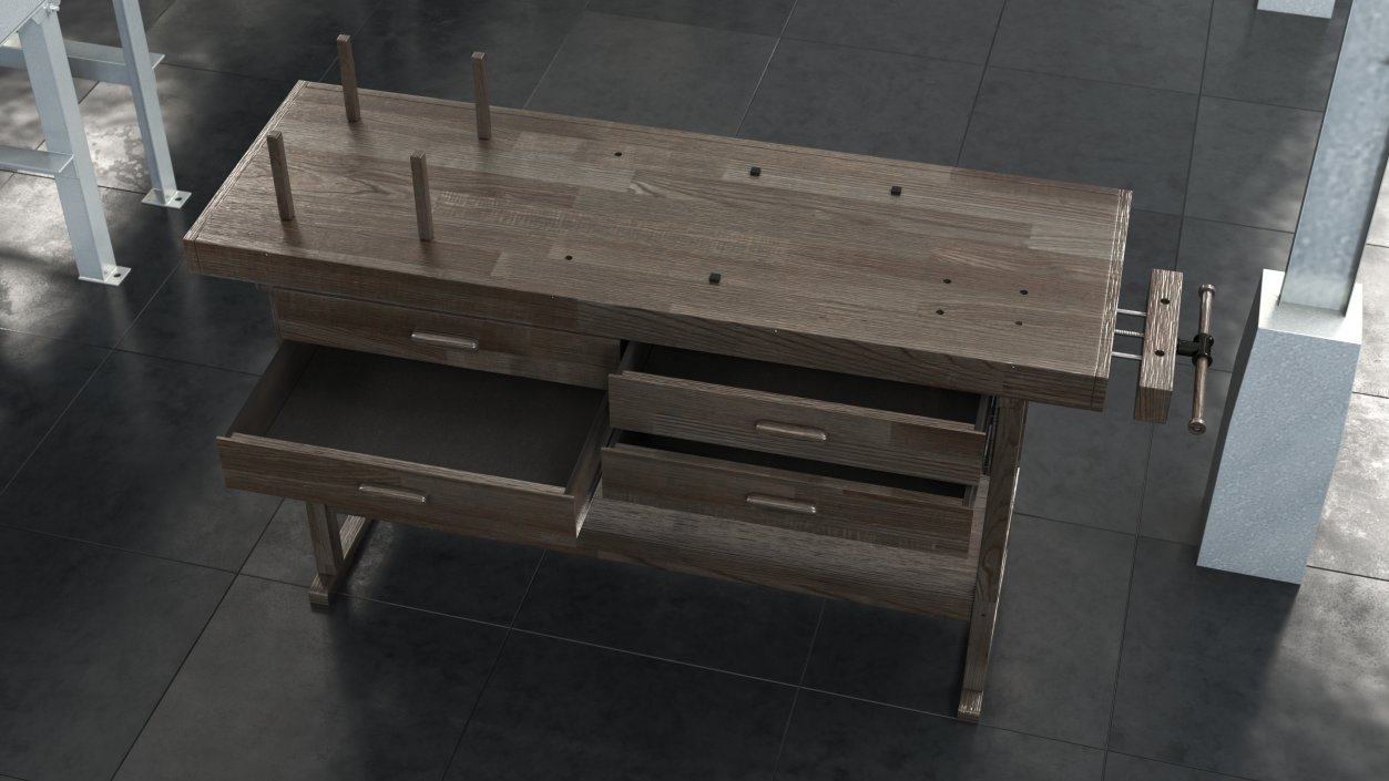 3D Wooden Carpenter Workbench