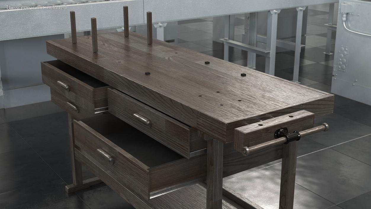 3D Wooden Carpenter Workbench