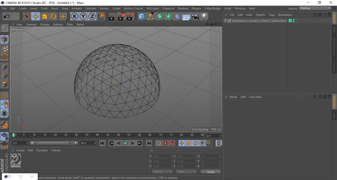 3D model Hemisphere Geodesic Metal Construction 2