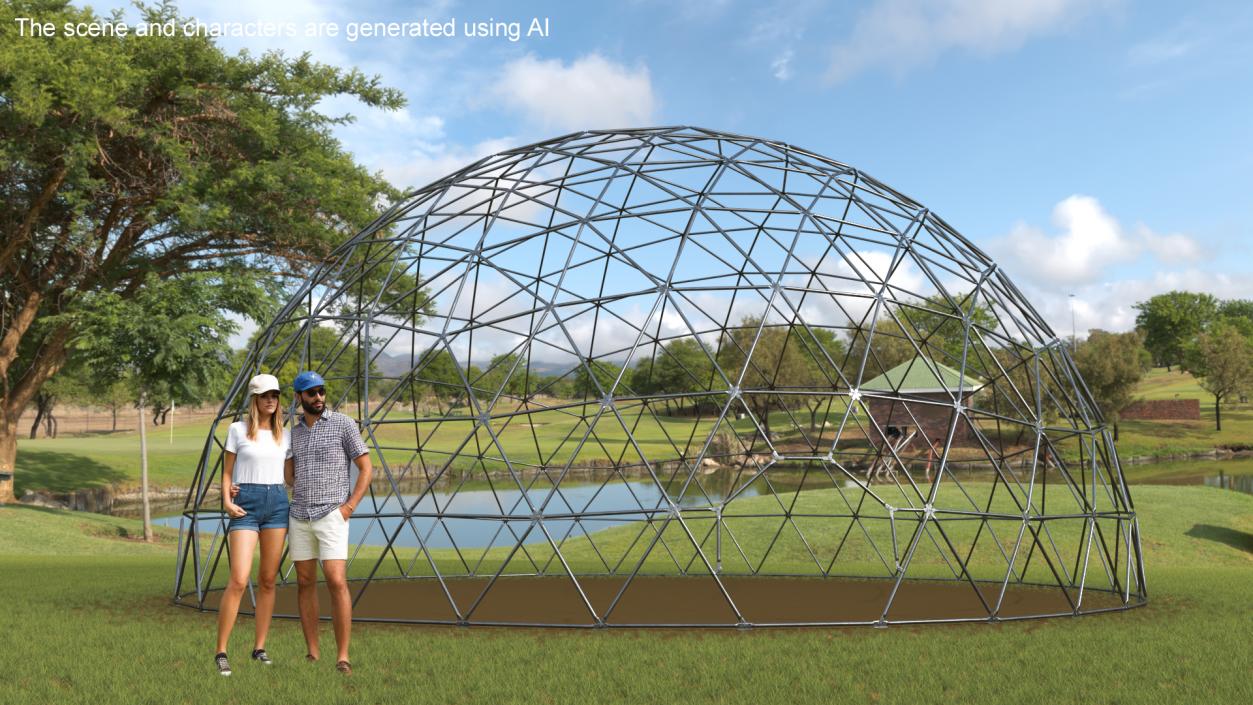 3D model Hemisphere Geodesic Metal Construction 2