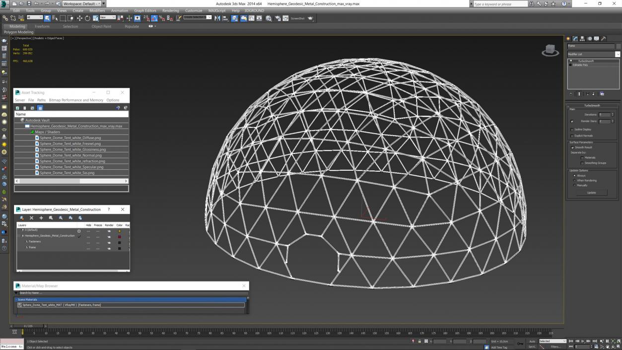 3D model Hemisphere Geodesic Metal Construction 2