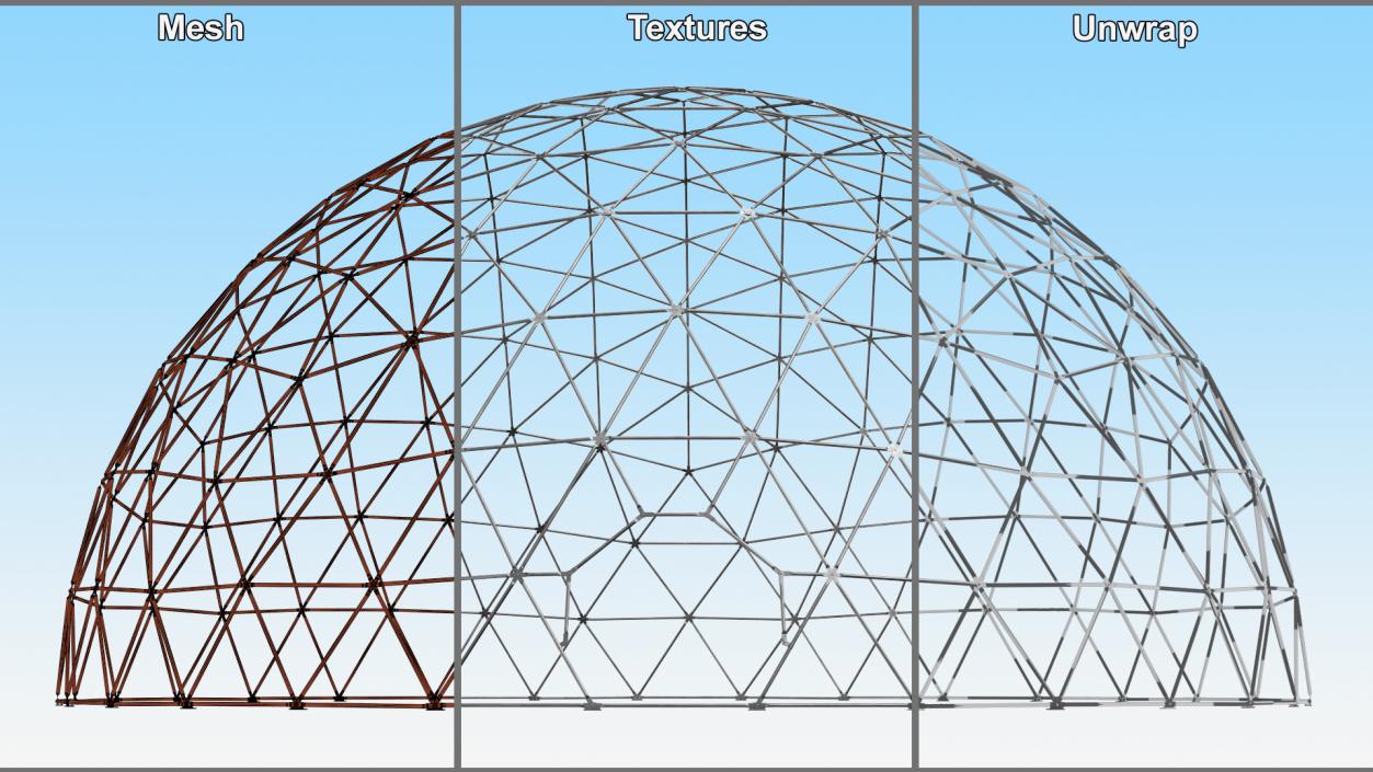 3D model Hemisphere Geodesic Metal Construction 2