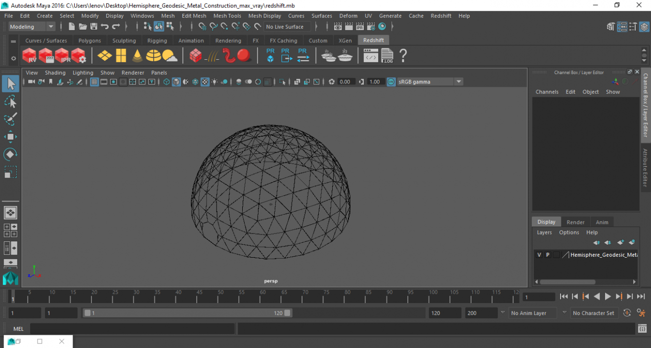 3D model Hemisphere Geodesic Metal Construction 2