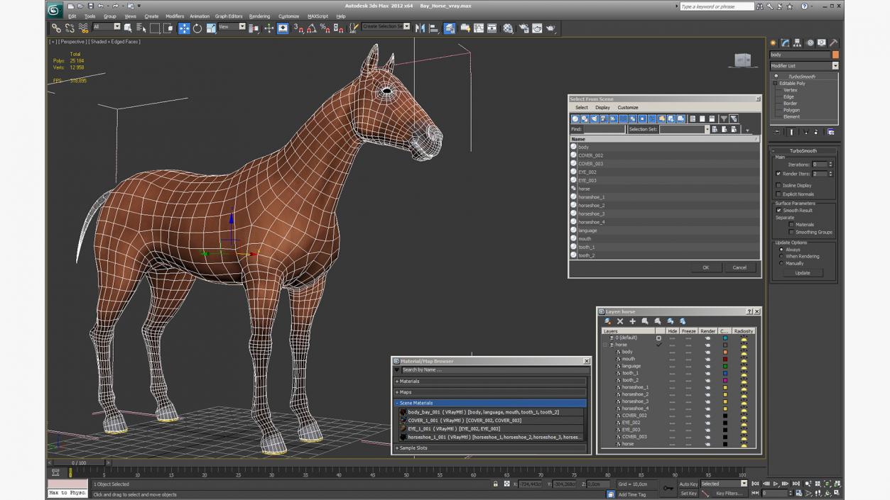 Bay Horse 3D model