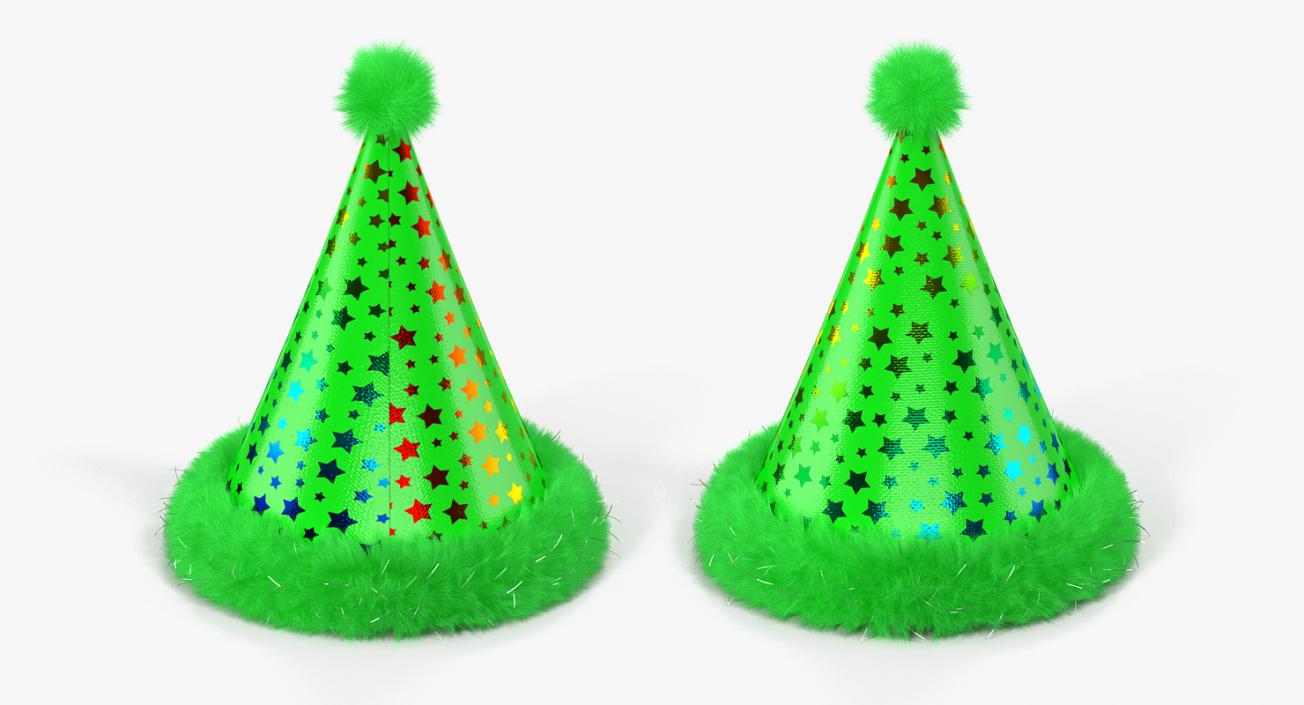 3D Dog Birthday Hat Green with Fur