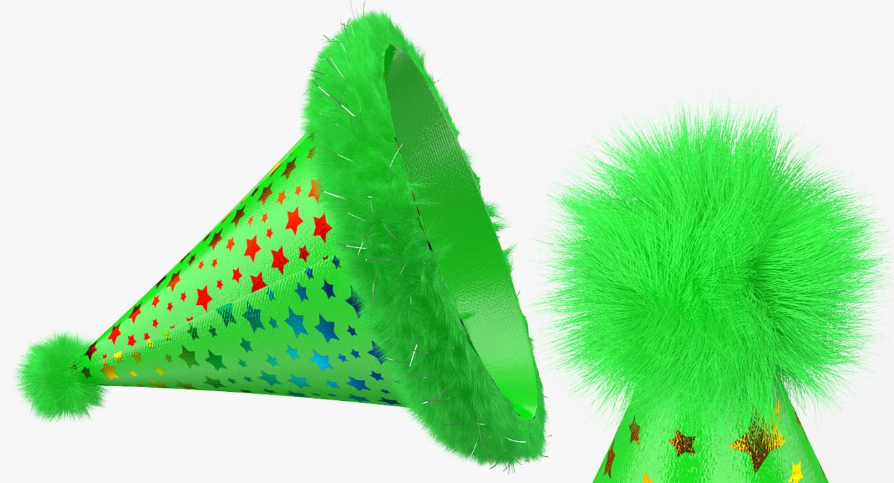 3D Dog Birthday Hat Green with Fur