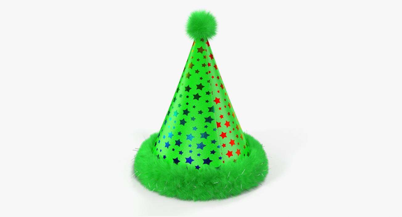 3D Dog Birthday Hat Green with Fur