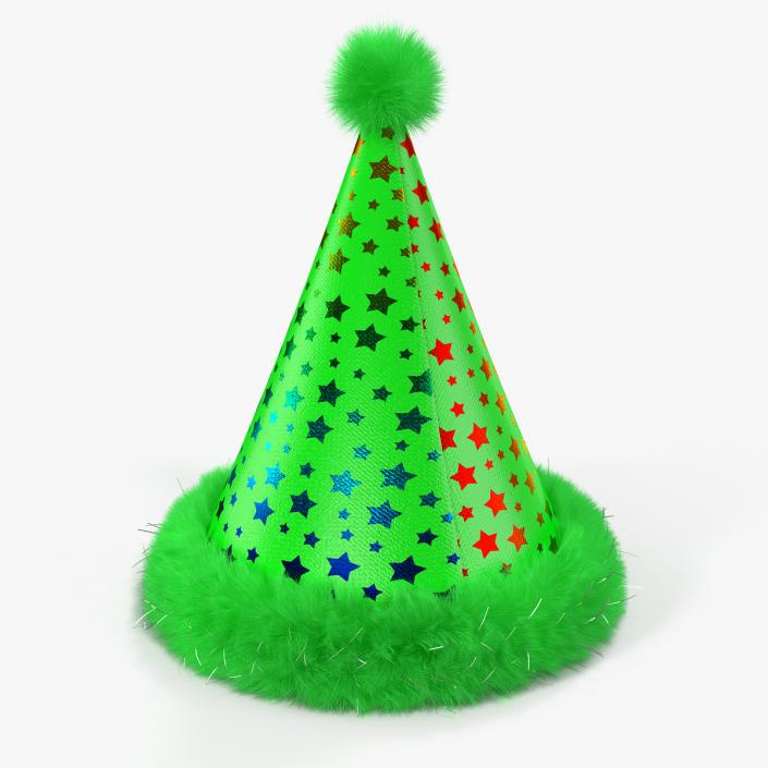 3D Dog Birthday Hat Green with Fur