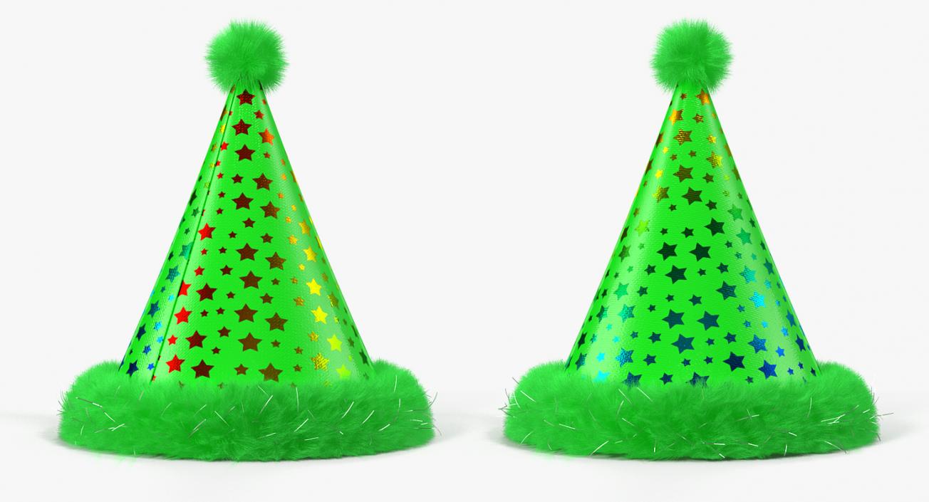 3D Dog Birthday Hat Green with Fur