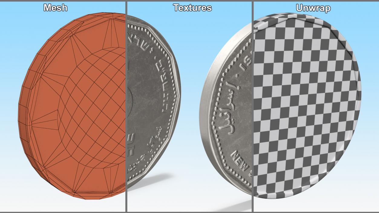 Israeli Five New Shekels Coin 3D model