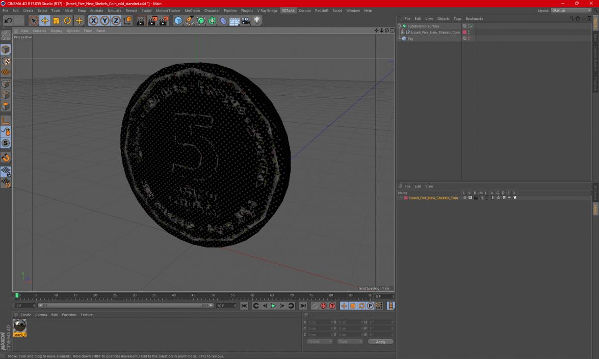 Israeli Five New Shekels Coin 3D model