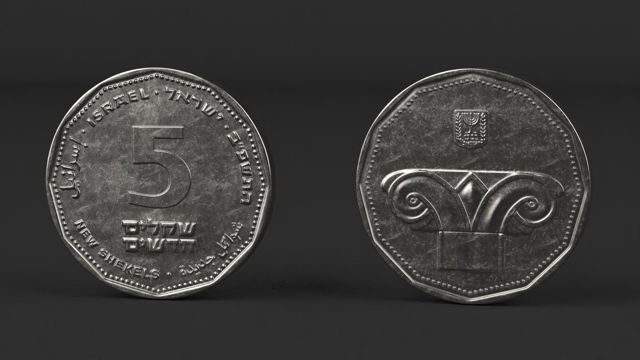 Israeli Five New Shekels Coin 3D model