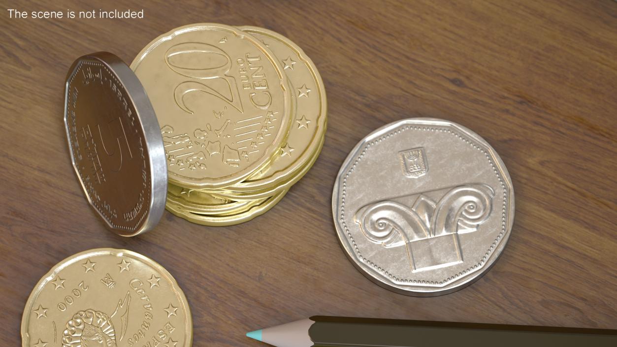 Israeli Five New Shekels Coin 3D model