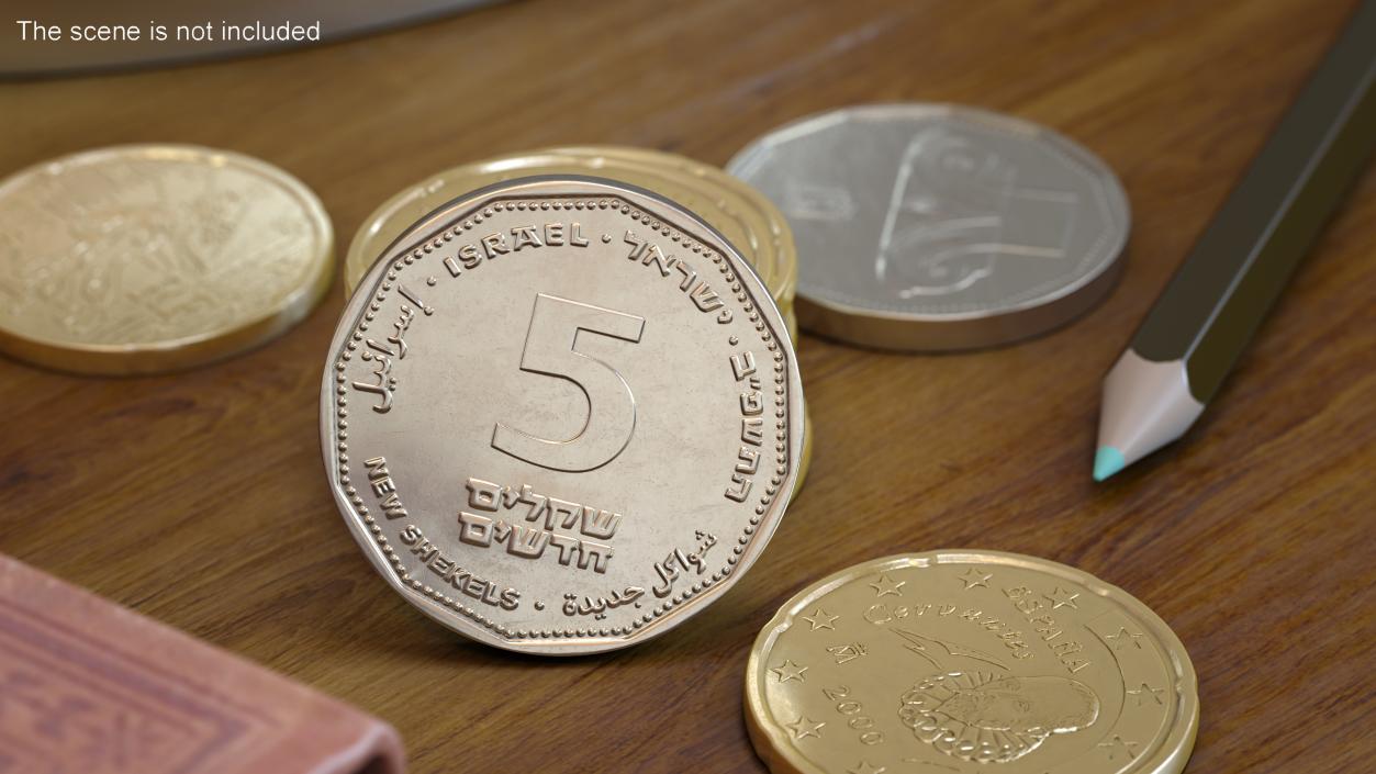 Israeli Five New Shekels Coin 3D model