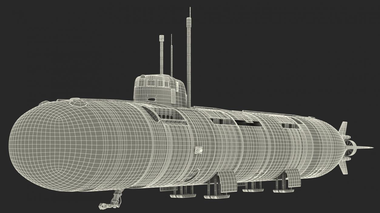 3D model Russian Deep-Sea Nuclear Submarine Losharik Rigged