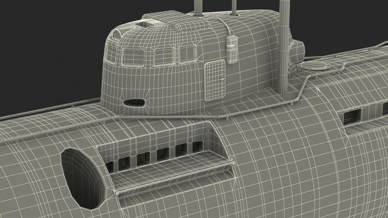 3D model Russian Deep-Sea Nuclear Submarine Losharik Rigged