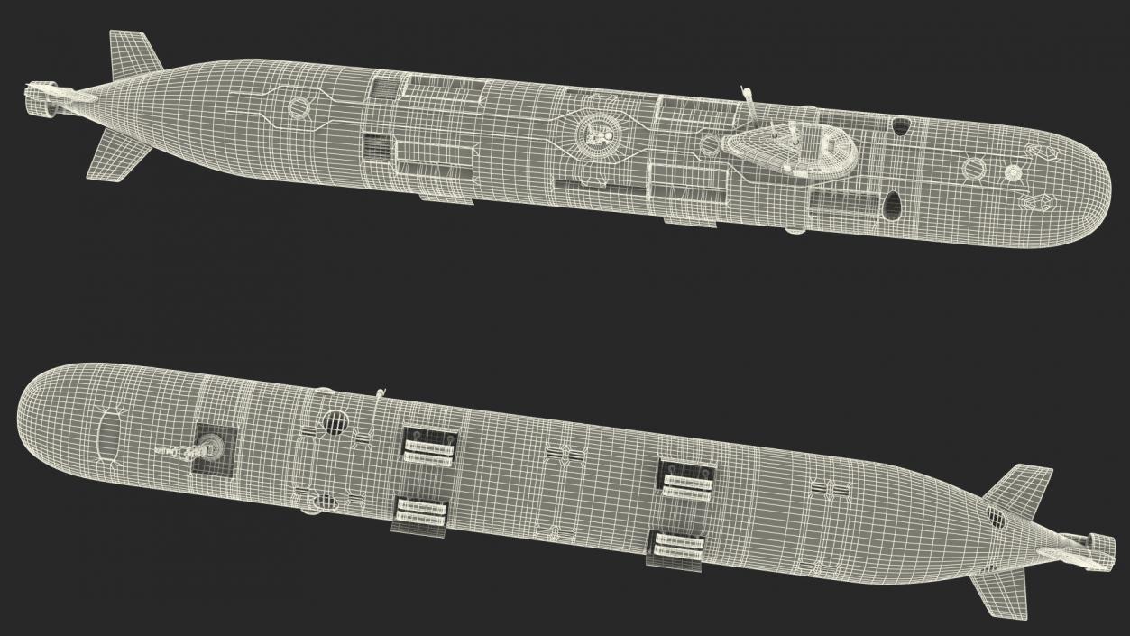 3D model Russian Deep-Sea Nuclear Submarine Losharik Rigged