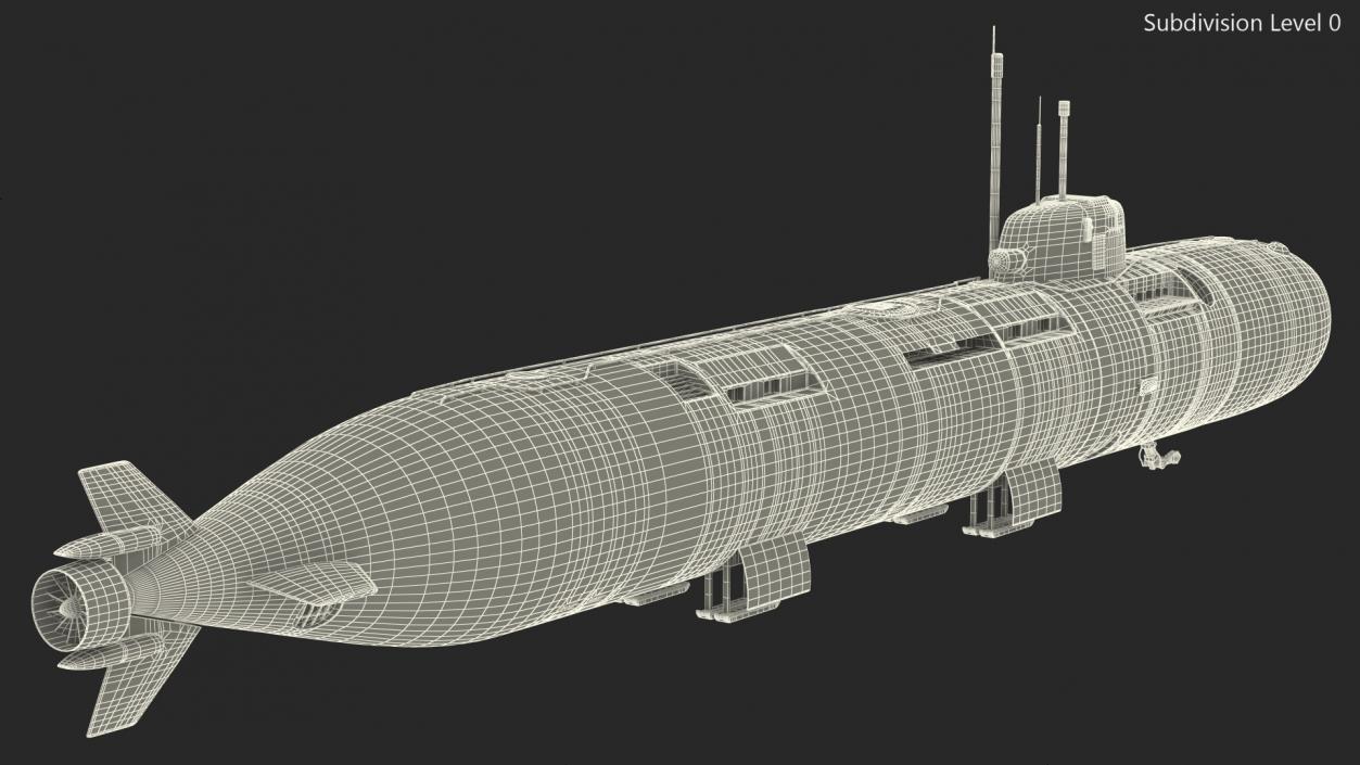 3D model Russian Deep-Sea Nuclear Submarine Losharik Rigged