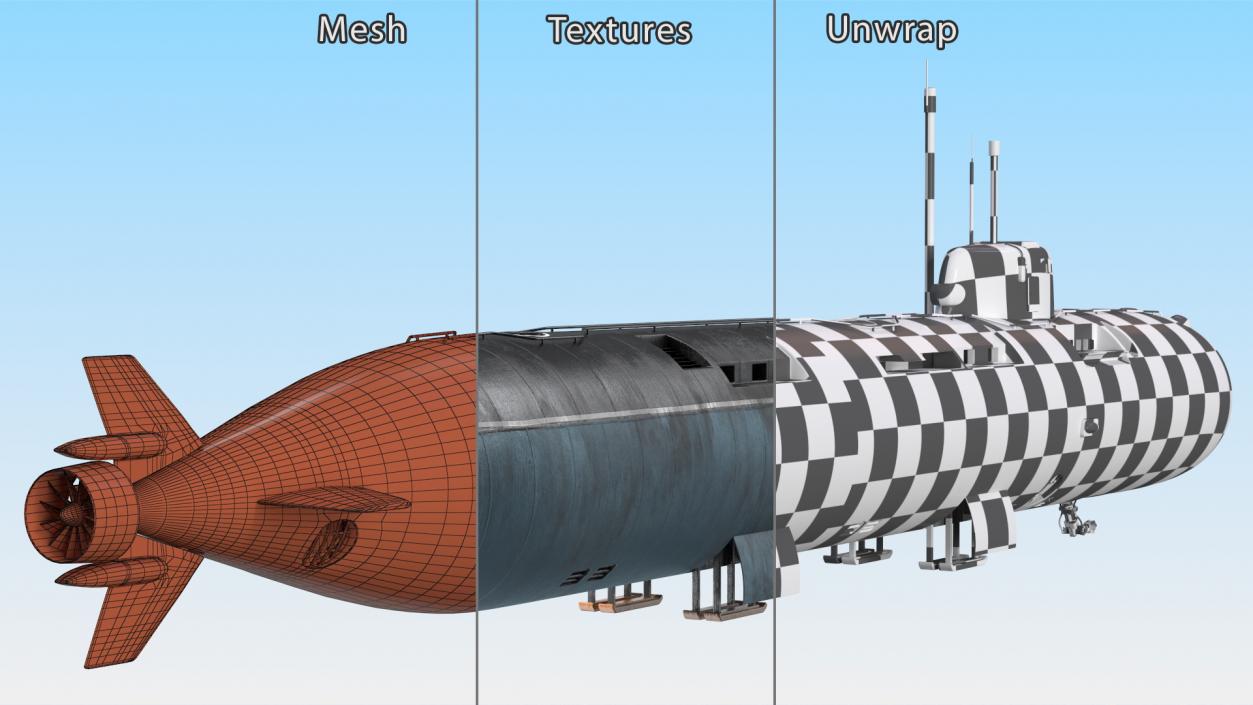 3D model Russian Deep-Sea Nuclear Submarine Losharik Rigged