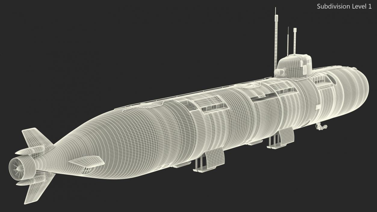 3D model Russian Deep-Sea Nuclear Submarine Losharik Rigged