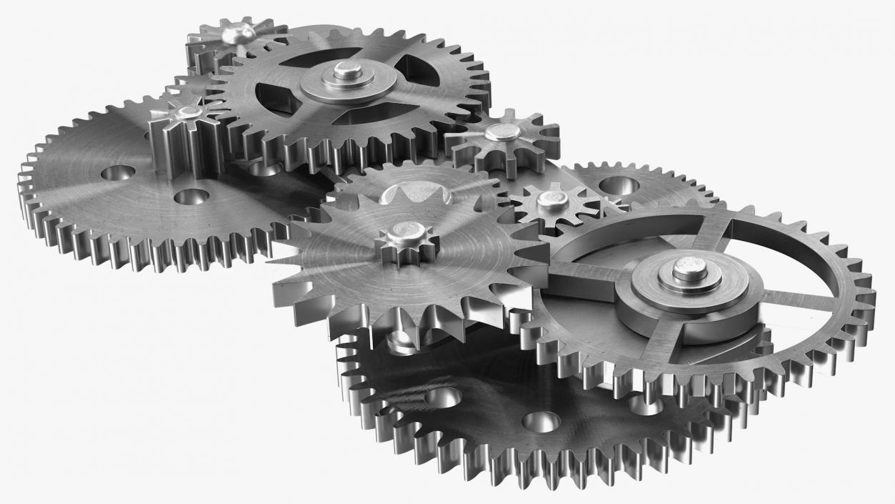 3D Gear Mechanism Silver