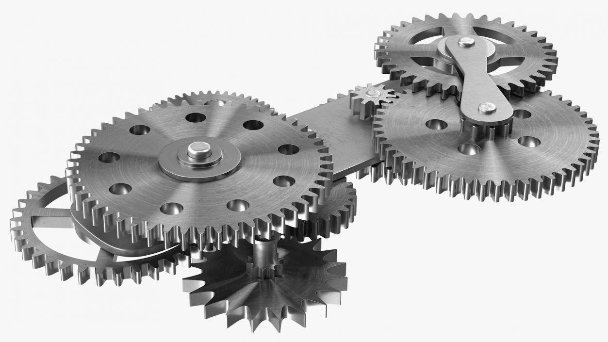 3D Gear Mechanism Silver