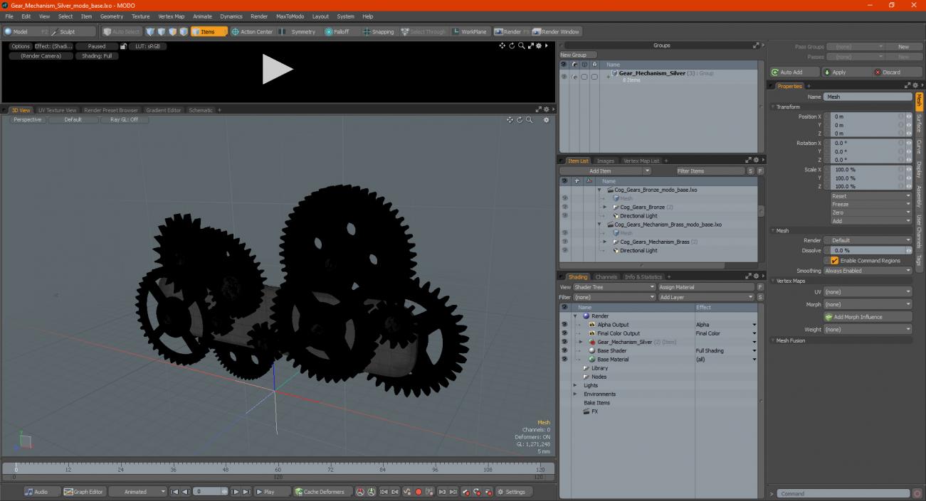 3D Gear Mechanism Silver