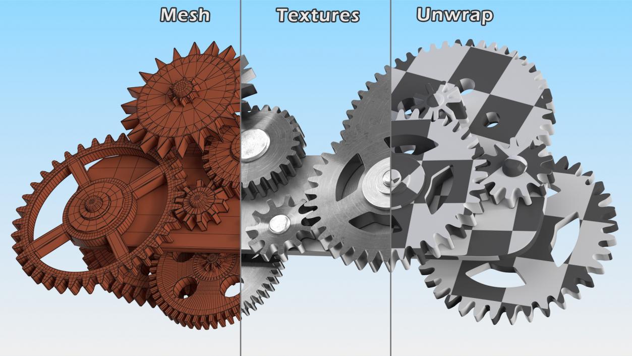 3D Gear Mechanism Silver