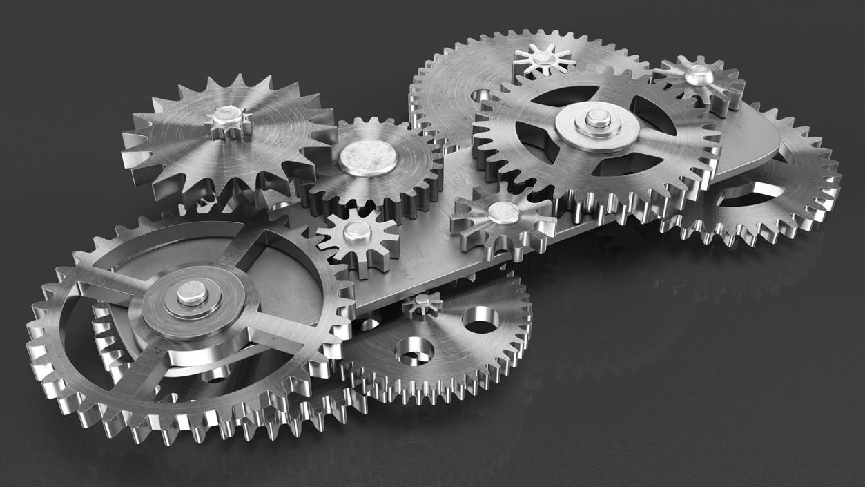 3D Gear Mechanism Silver