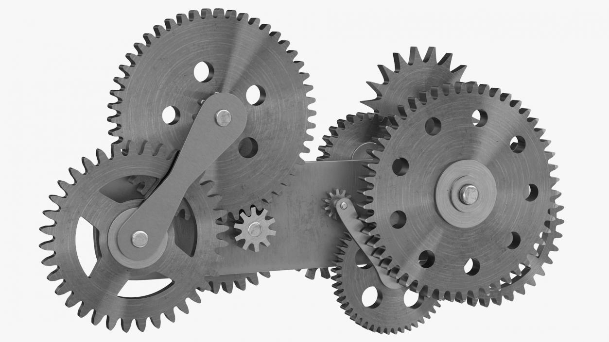 3D Gear Mechanism Silver