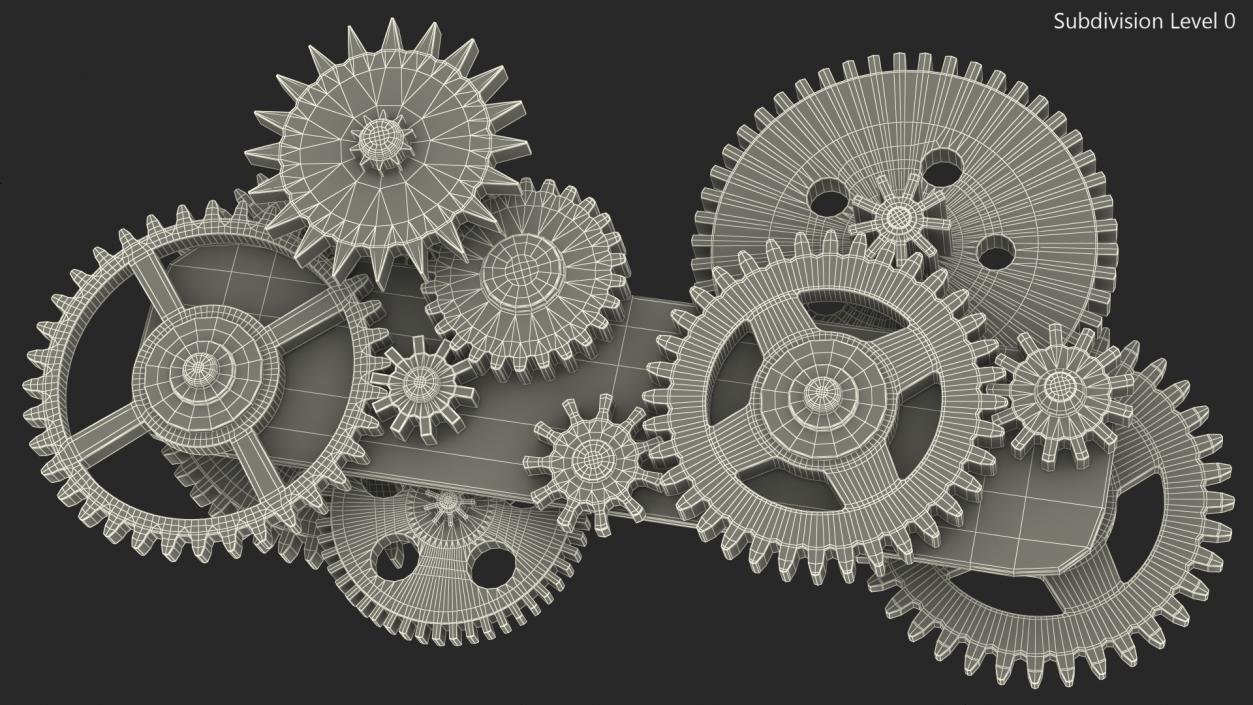 3D Gear Mechanism Silver