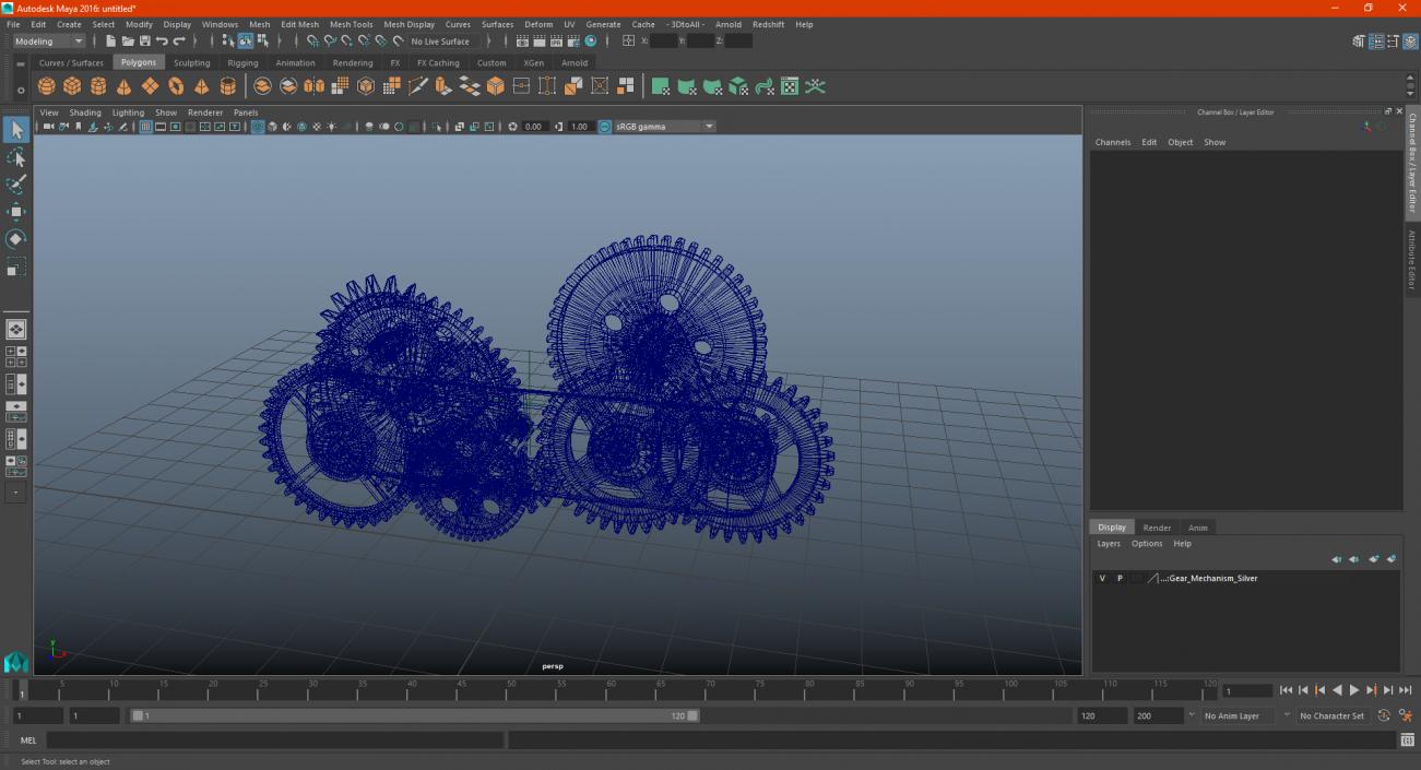 3D Gear Mechanism Silver