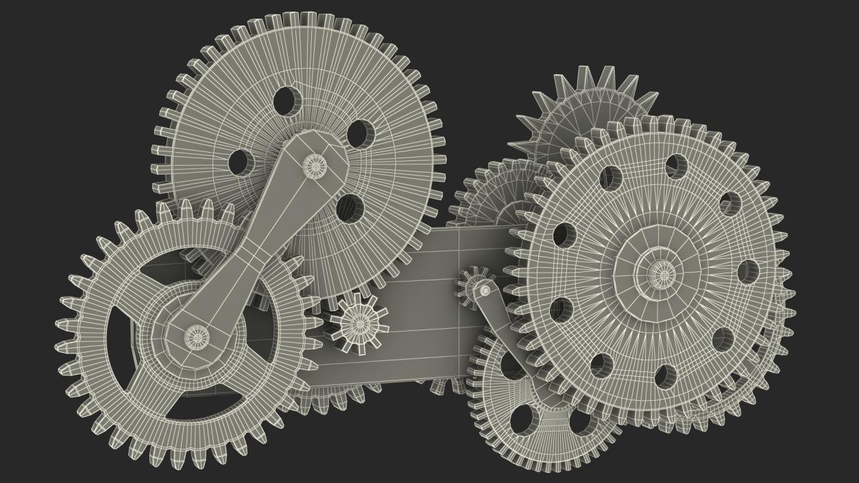 3D Gear Mechanism Silver