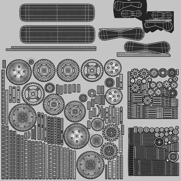 3D Gear Mechanism Silver