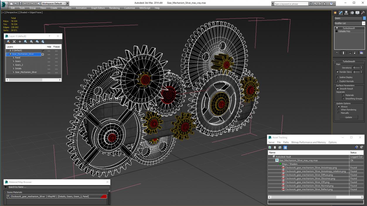 3D Gear Mechanism Silver