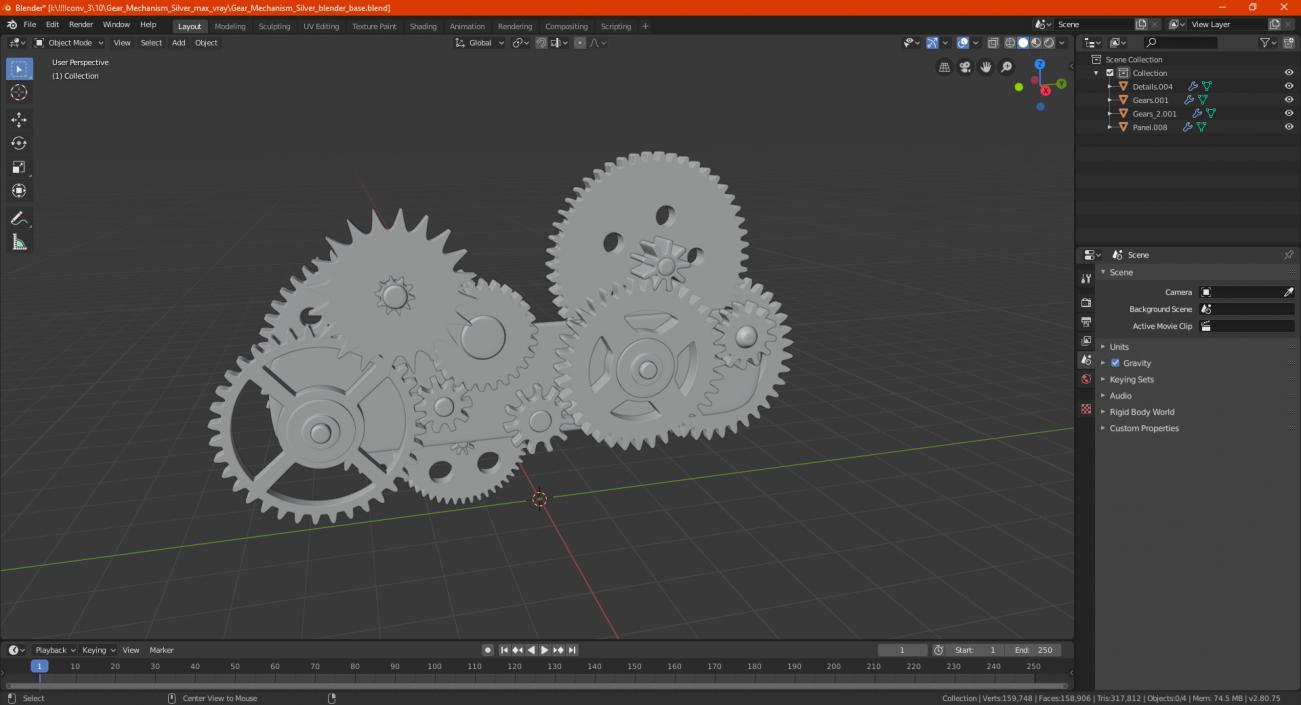 3D Gear Mechanism Silver