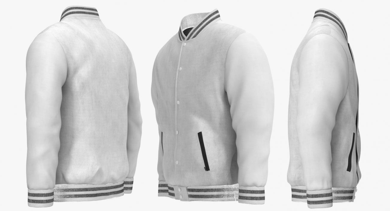 3D White Baseball Jacket