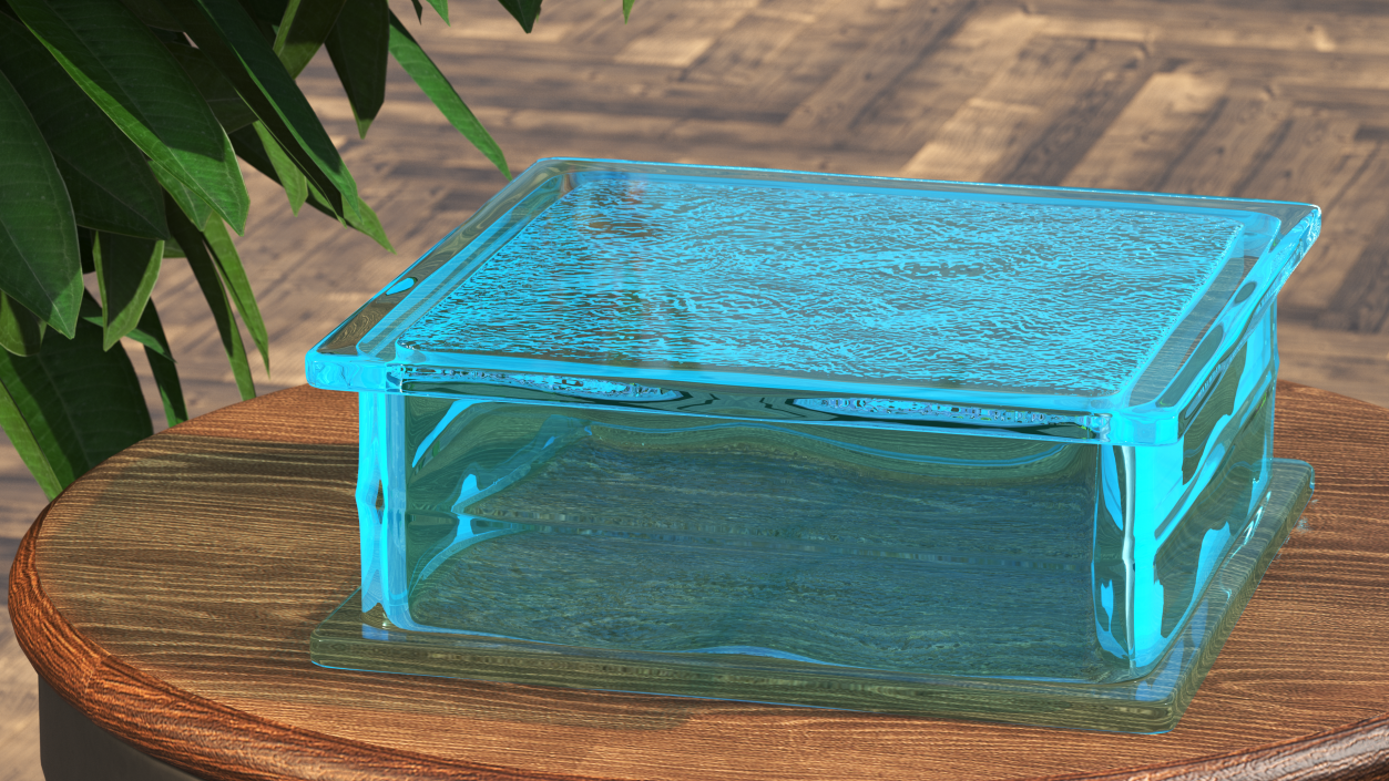 3D Ice Pattern Glass Block Blue model