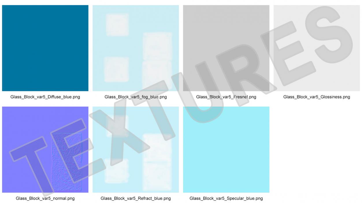 3D Ice Pattern Glass Block Blue model