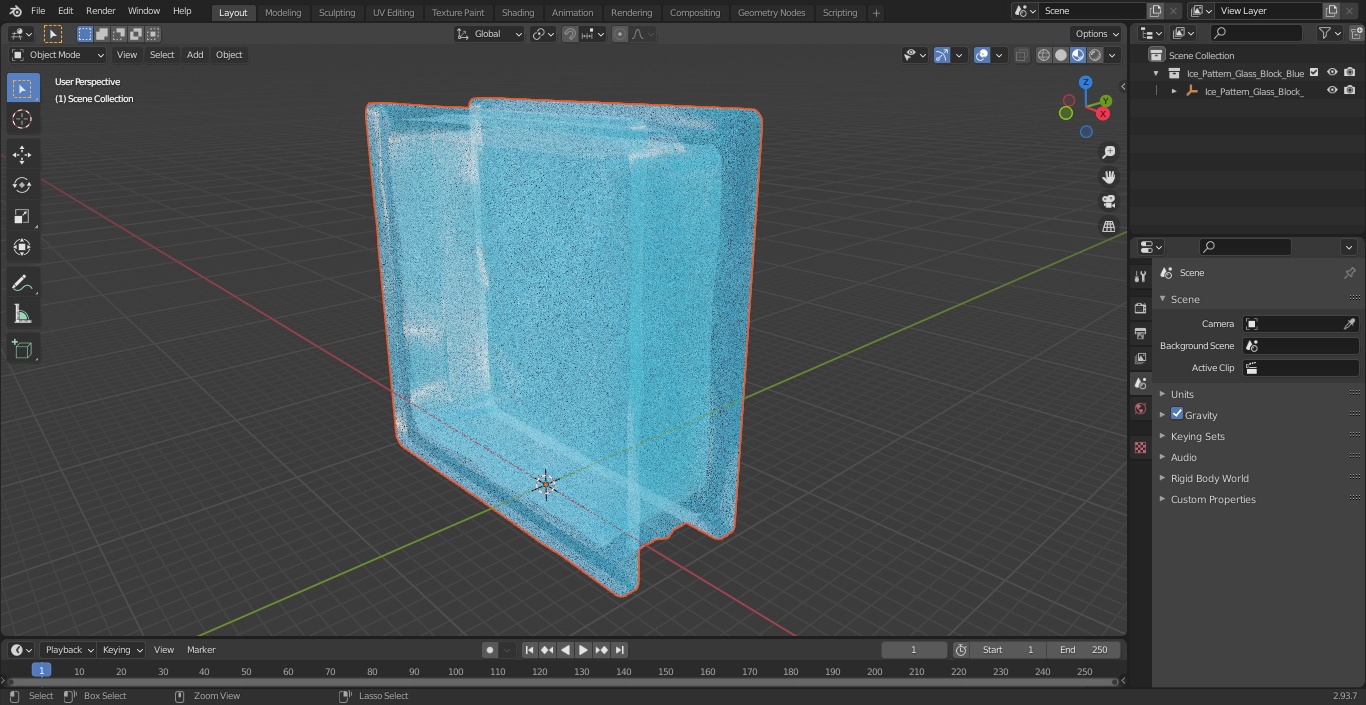 3D Ice Pattern Glass Block Blue model