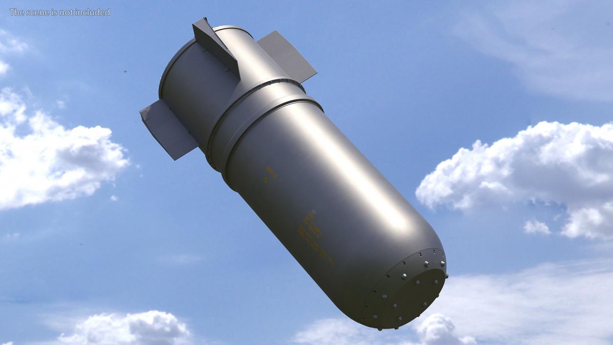 Steel B41 Nuclear Bomb with Airplane Trolley 3D model